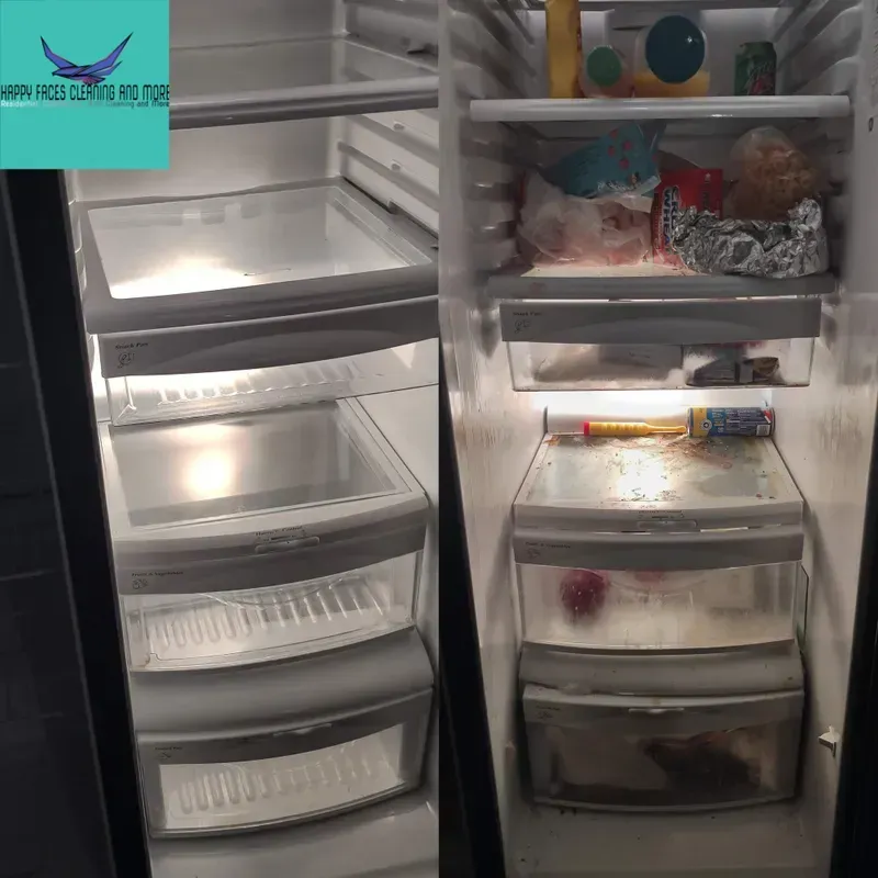 Before And After Images Of A Refrigerator — Marietta, GA — Happy Faces Cleaning and More