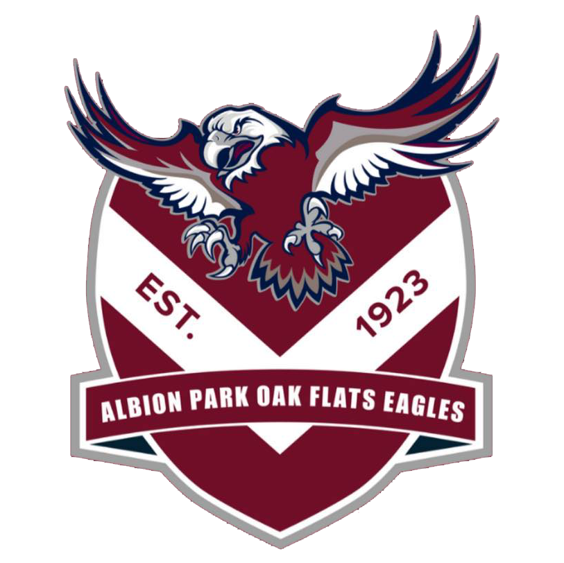 A logo for albion park touch football association with an eagle