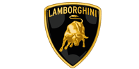 A black and gold lamborghini logo with a bull on it.