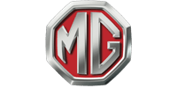 A red and silver mg logo on a white background.