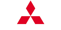 A red and white mitsubishi logo on a white background.