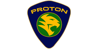 A blue proton logo with a yellow lion on it