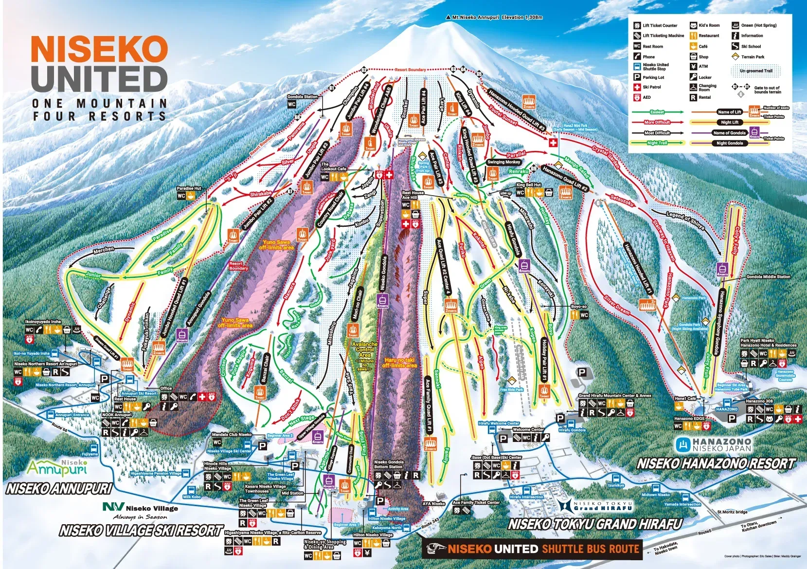 A map of a ski resort called nisseko united