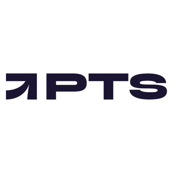 A logo for a company called pts on a white background.