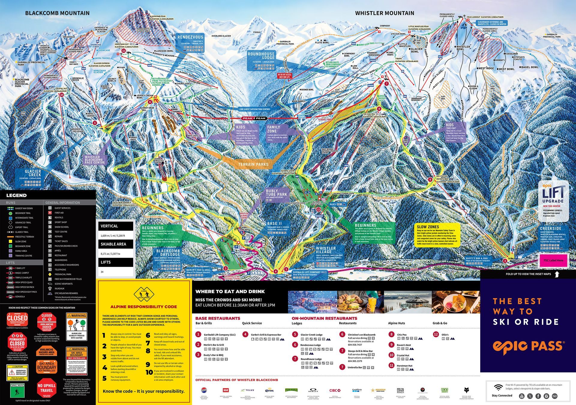 A map of a ski resort with a sign that says opro pass