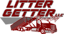 A red and gray logo for litter getter llc