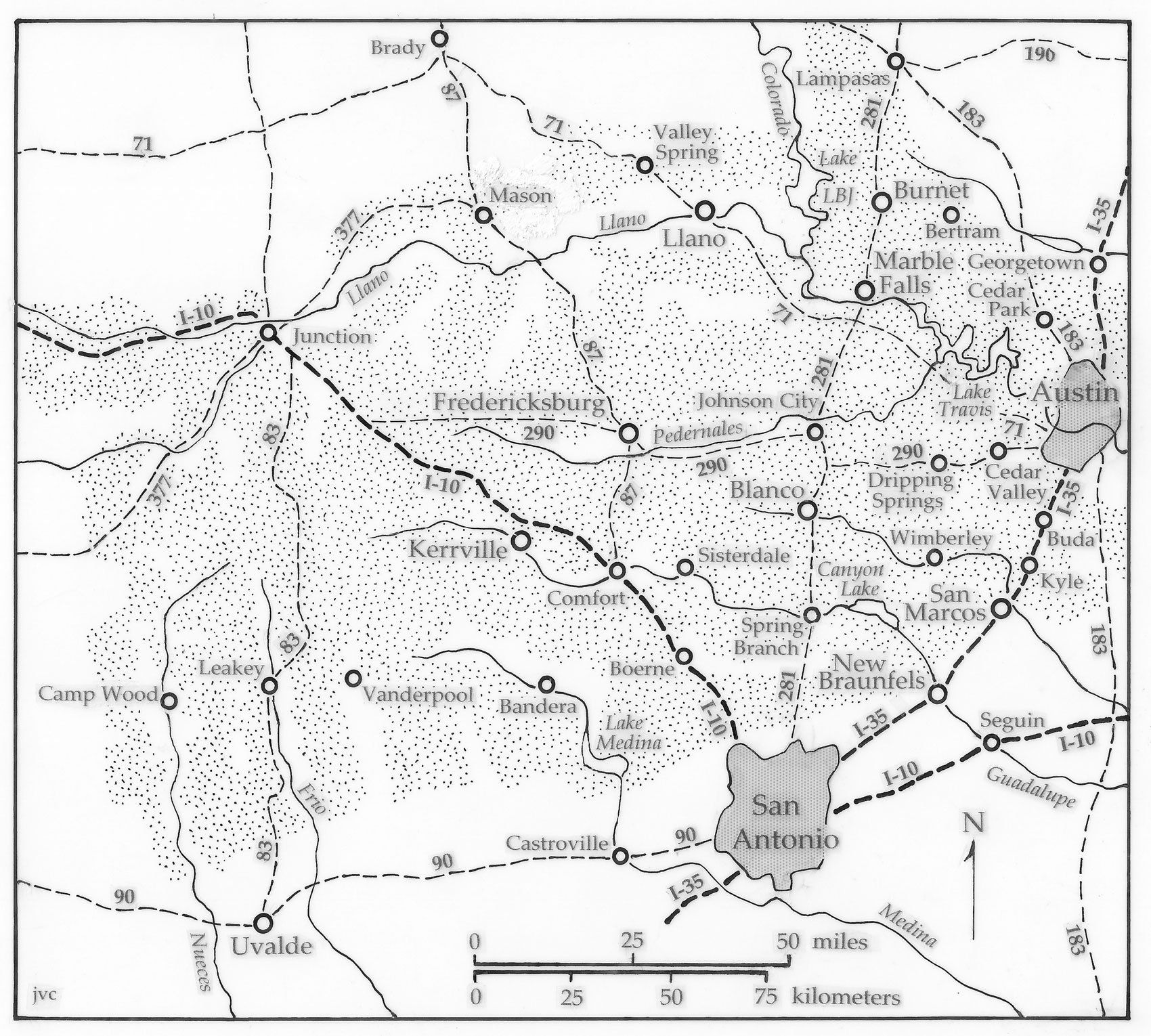 Map of the Texas Hill Country