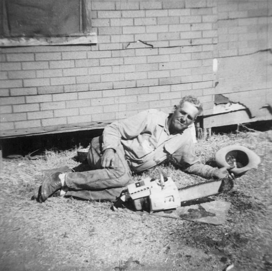 Robert Moor with a McCulloch chainsaw