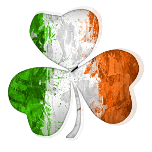 A clover with the irish flag painted on it