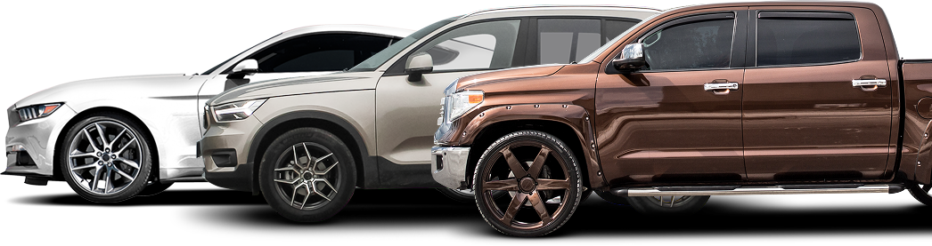 Three cars: a silver sports car, a beige SUV, and a brown pickup truck. | Arizona Engine Rebuilding