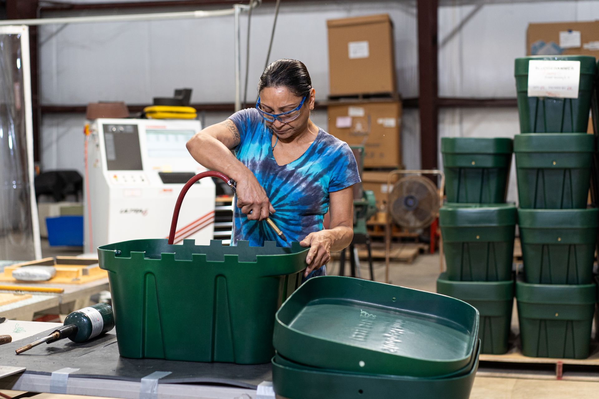 Roto Plastics Employee Working on Storage Container in Adrian, MI