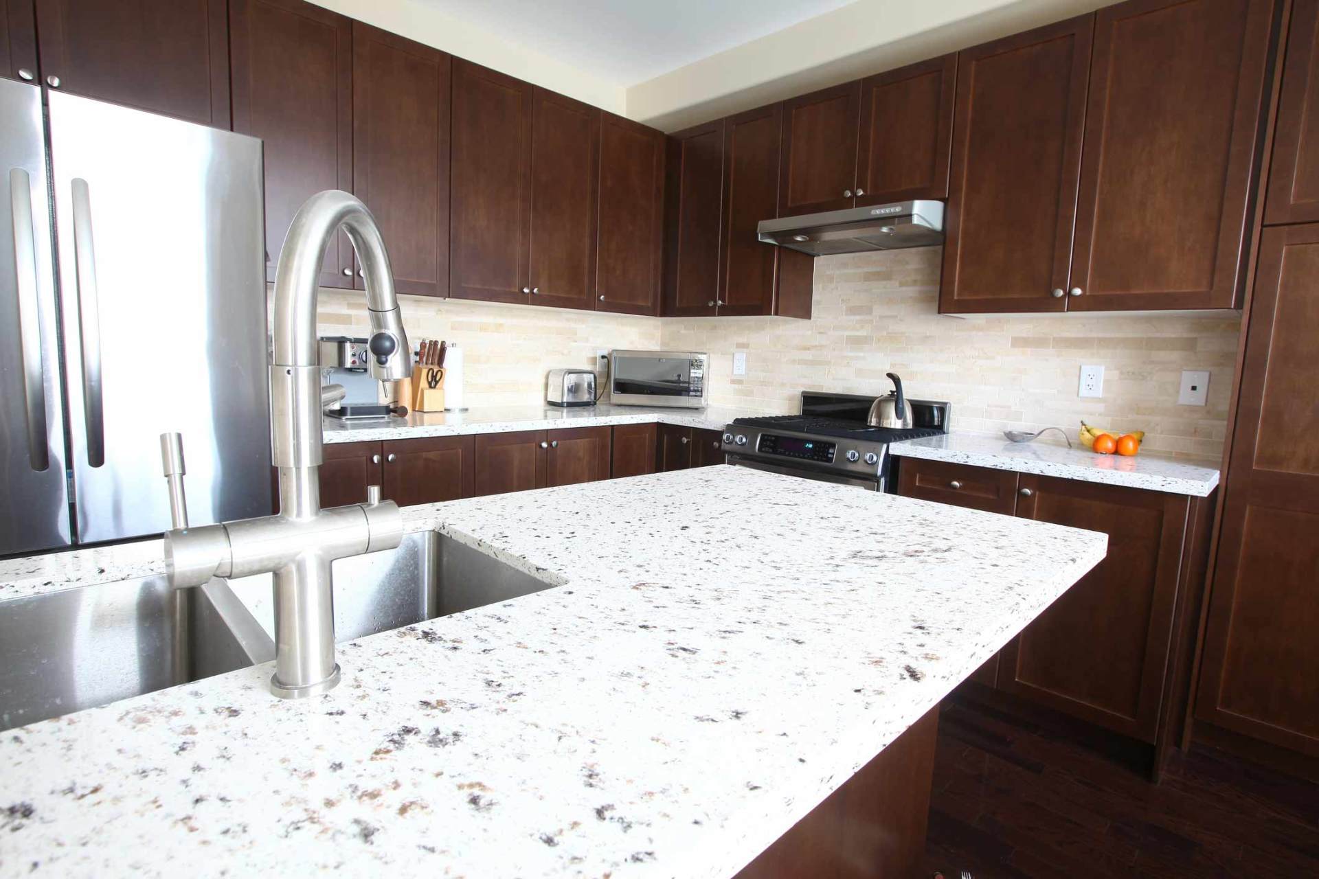 White Kitchen Countertop — Worcester County, MA — Cassa Kitchen & Bath Design & Remodeling Center