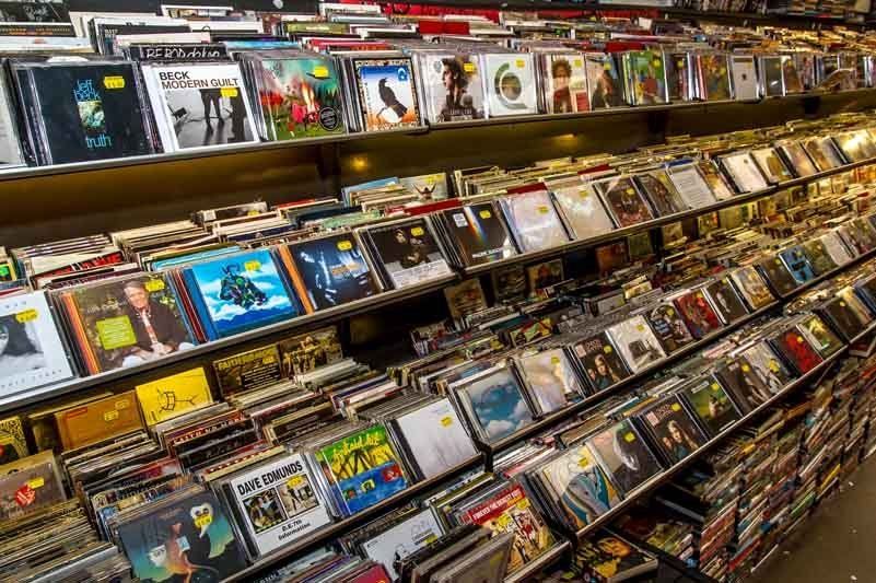 View of a shop with CD & vinyl collection