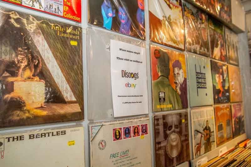 View of a shop with vinyl collection
