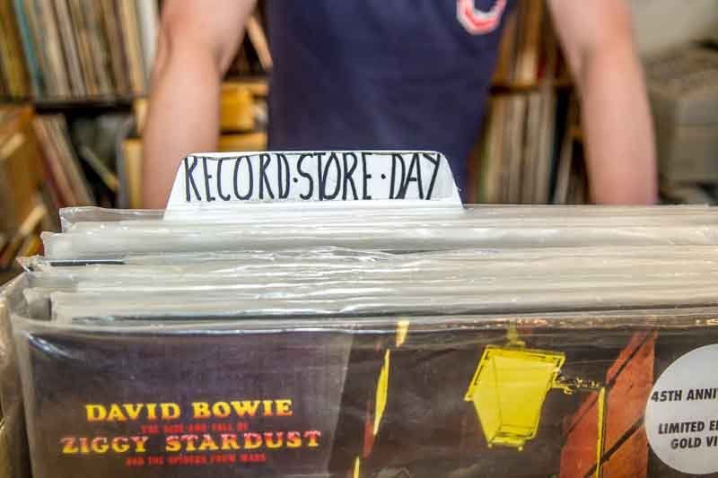 View of a shop with vinyl collection