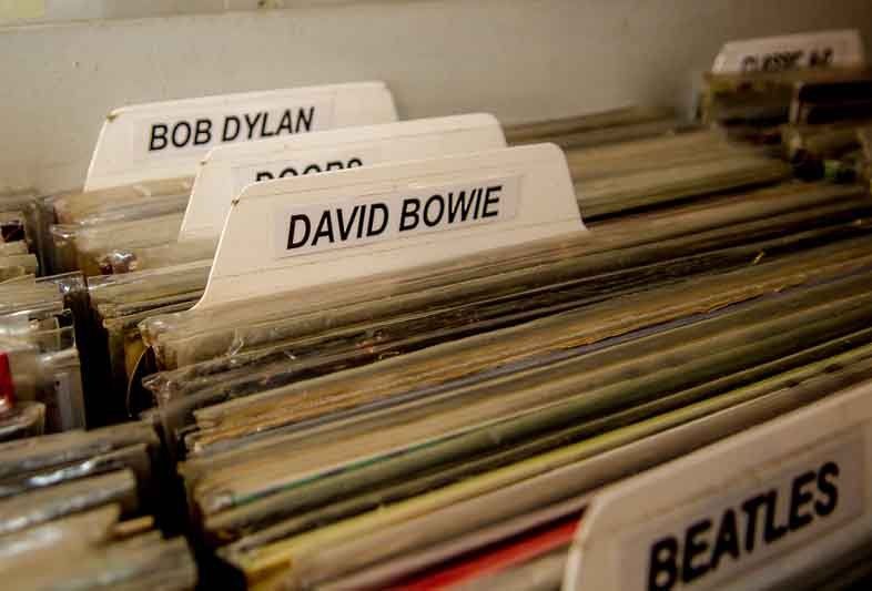 View of a shop with vinyl collection