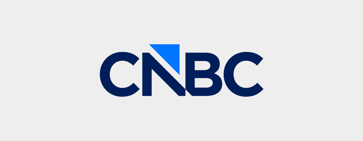 CNBC logo in blue text on a light background
