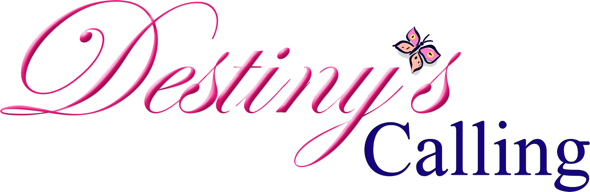 A logo for destiny 's calling with a butterfly on it