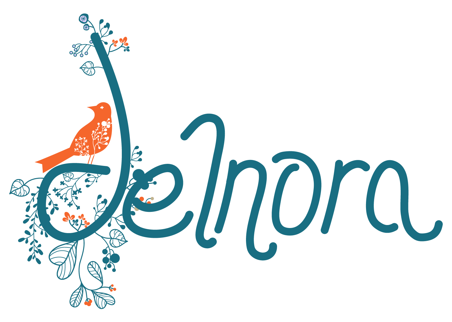 A logo for delnora with a bird on it