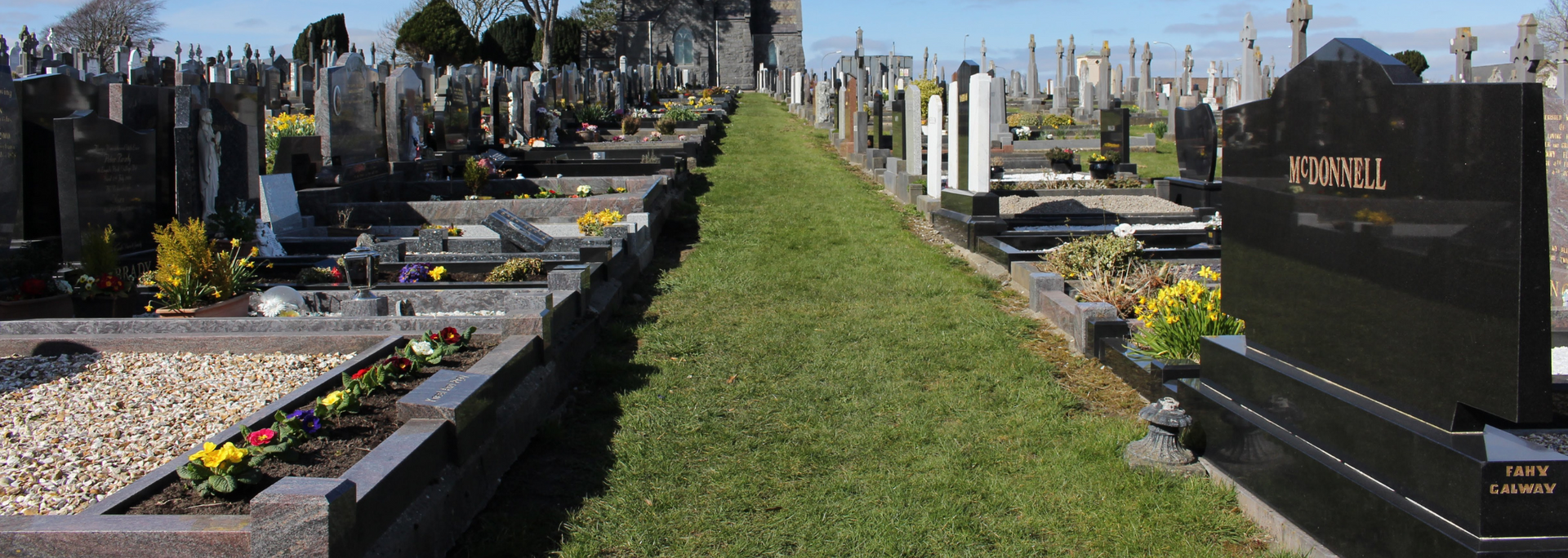 Picture of a modern-looking cemetery. Picture of a modern-looking cemetery.