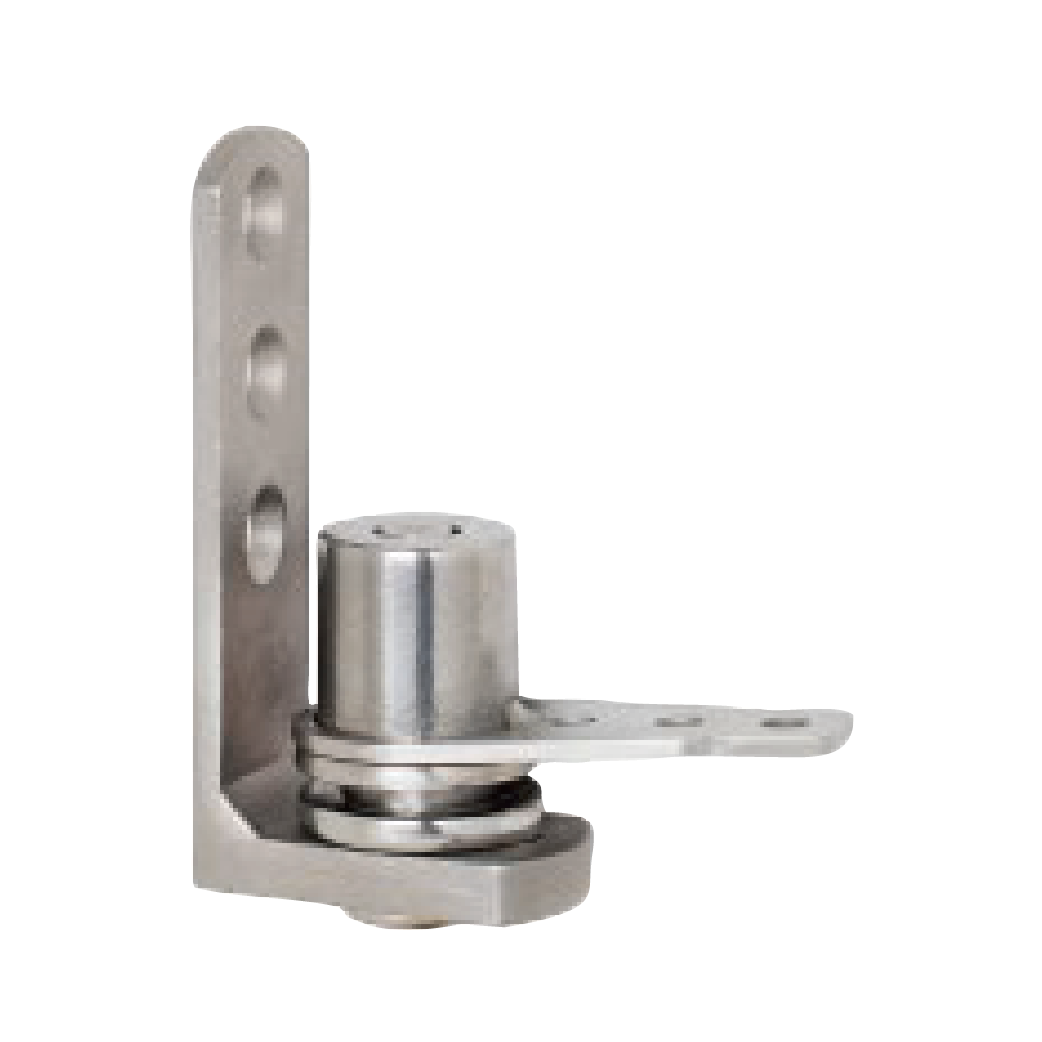 白色背景上不銹鋼門鉸鏈的特寫。