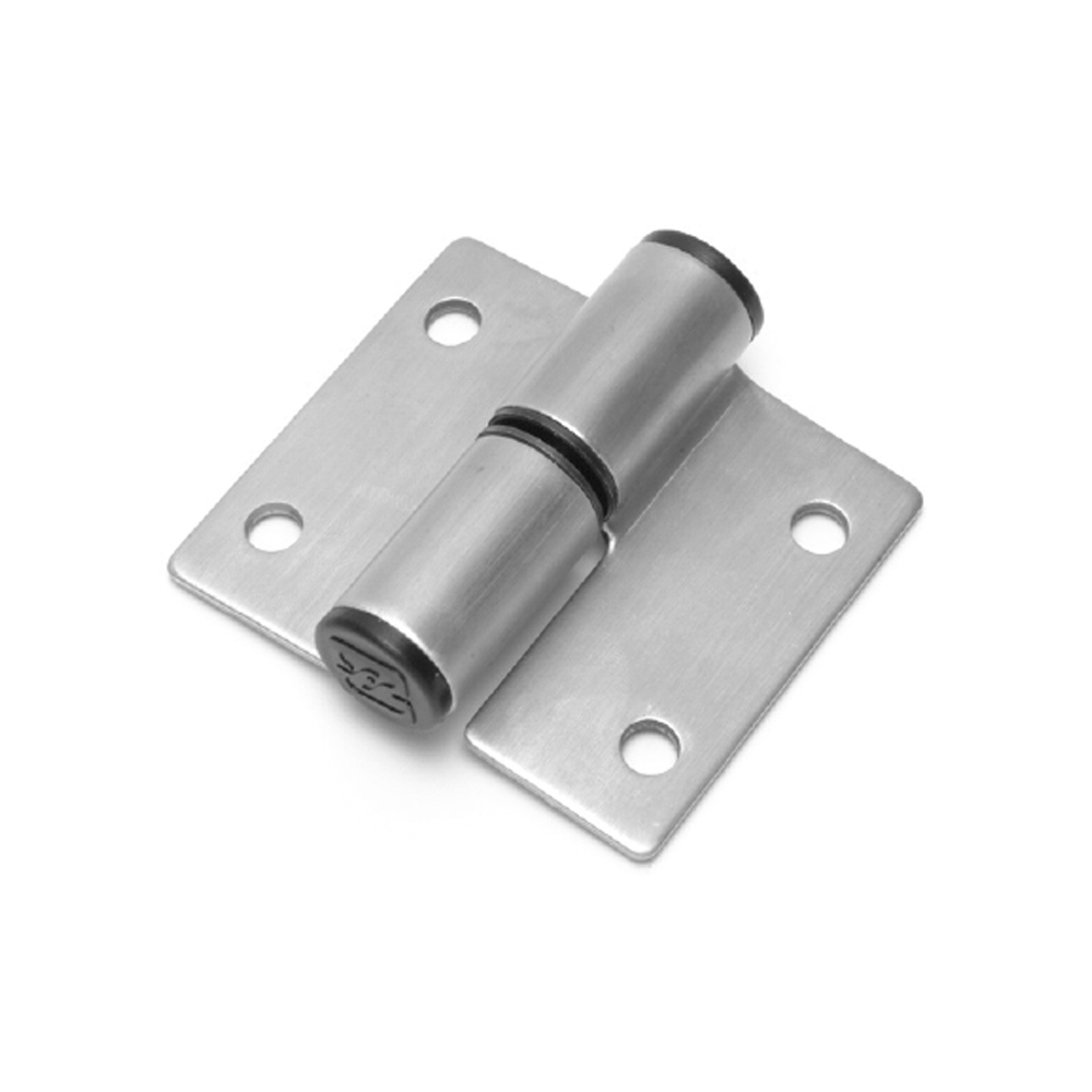 白色背景上不銹鋼門鉸鏈的特寫