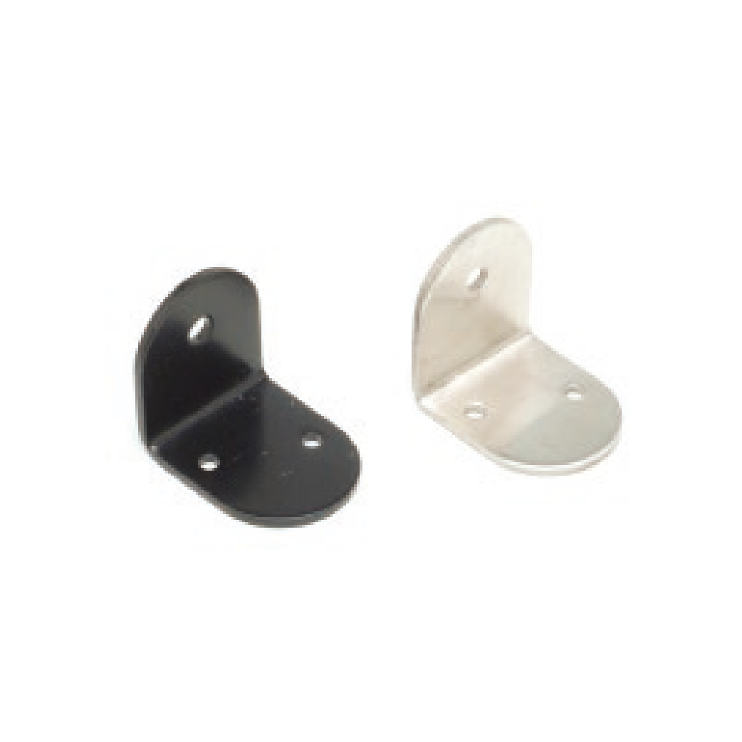 白色背景上的黑色和銀色 L 型支架。