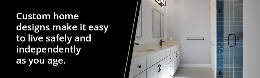 interior of a bathroom in a new home in Maryland with aging in place modifications