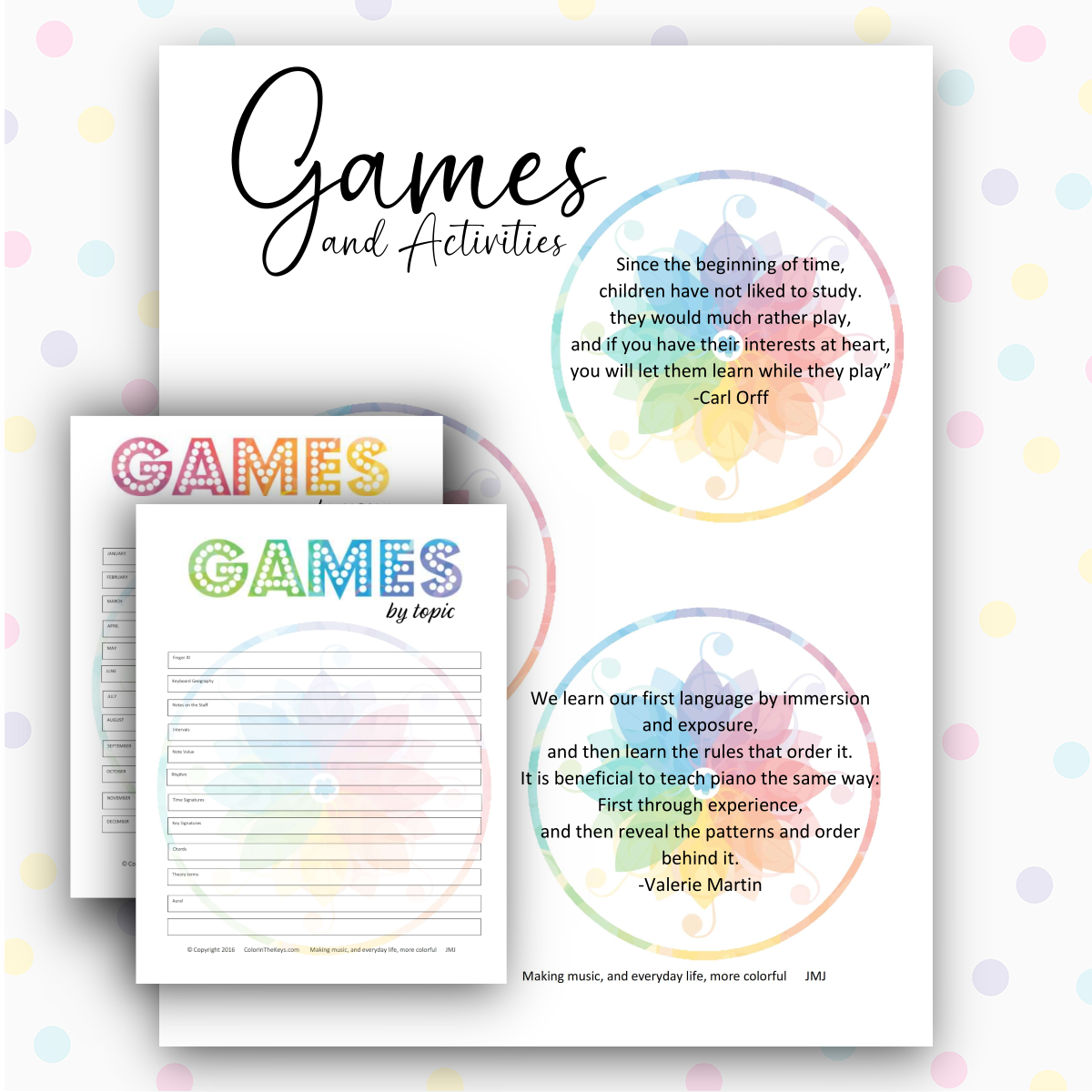 Color in the Keys Game Tracker by Season and by Topic