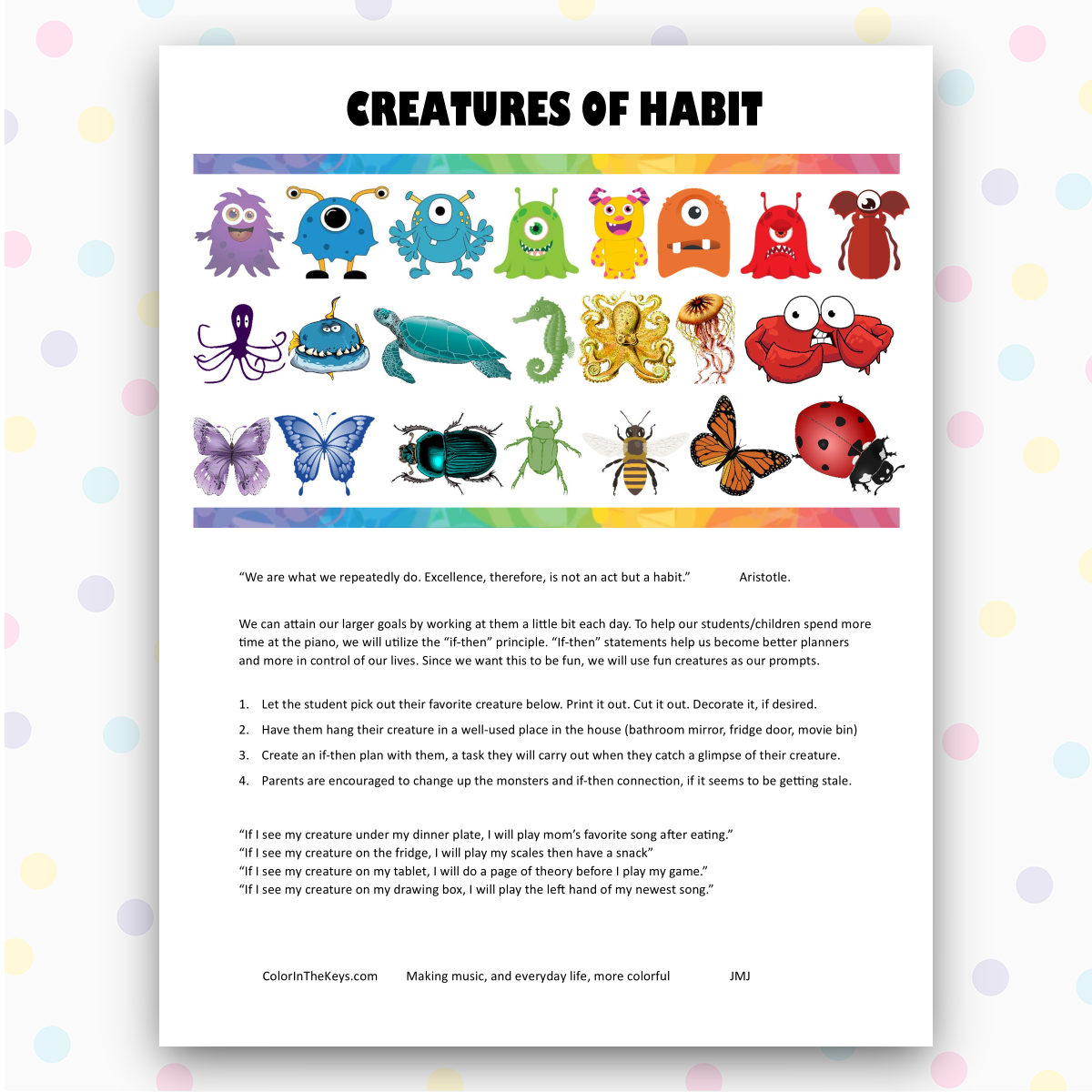 Color in the Keys Creatures of Habit Practice Promp