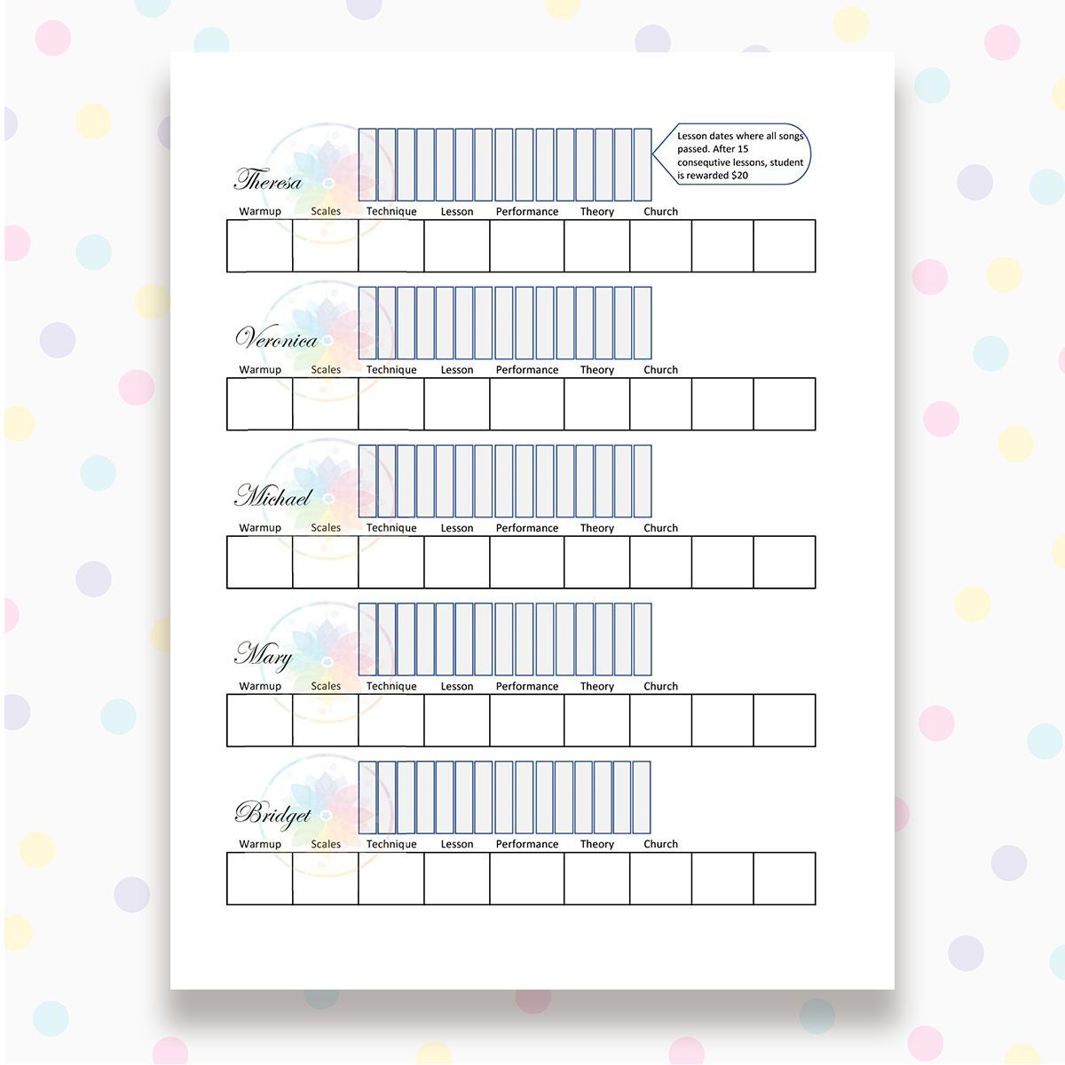 Color in the Keys Parent Teacher Assignment Tracker