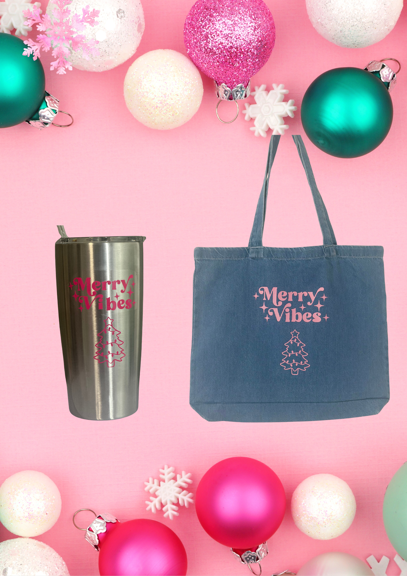 Merry Vibes - Pink Tote