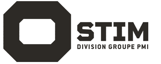 Un logo noir et blanc pour la division stim groupe pmi