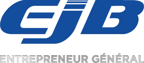 Un logo bleu et blanc pour ejb entrepreneur general
