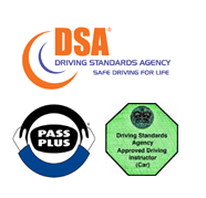  DSA logo, Pass Plus logo, Green Badge logo
