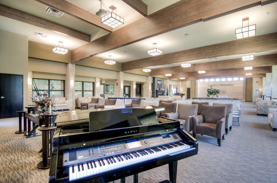 funeral centre large room with piano