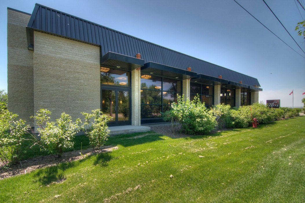 funeral centre grassy building exterior