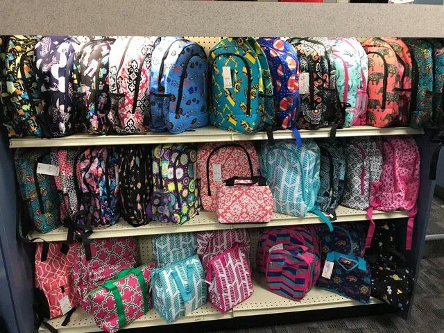 Display of backpacks