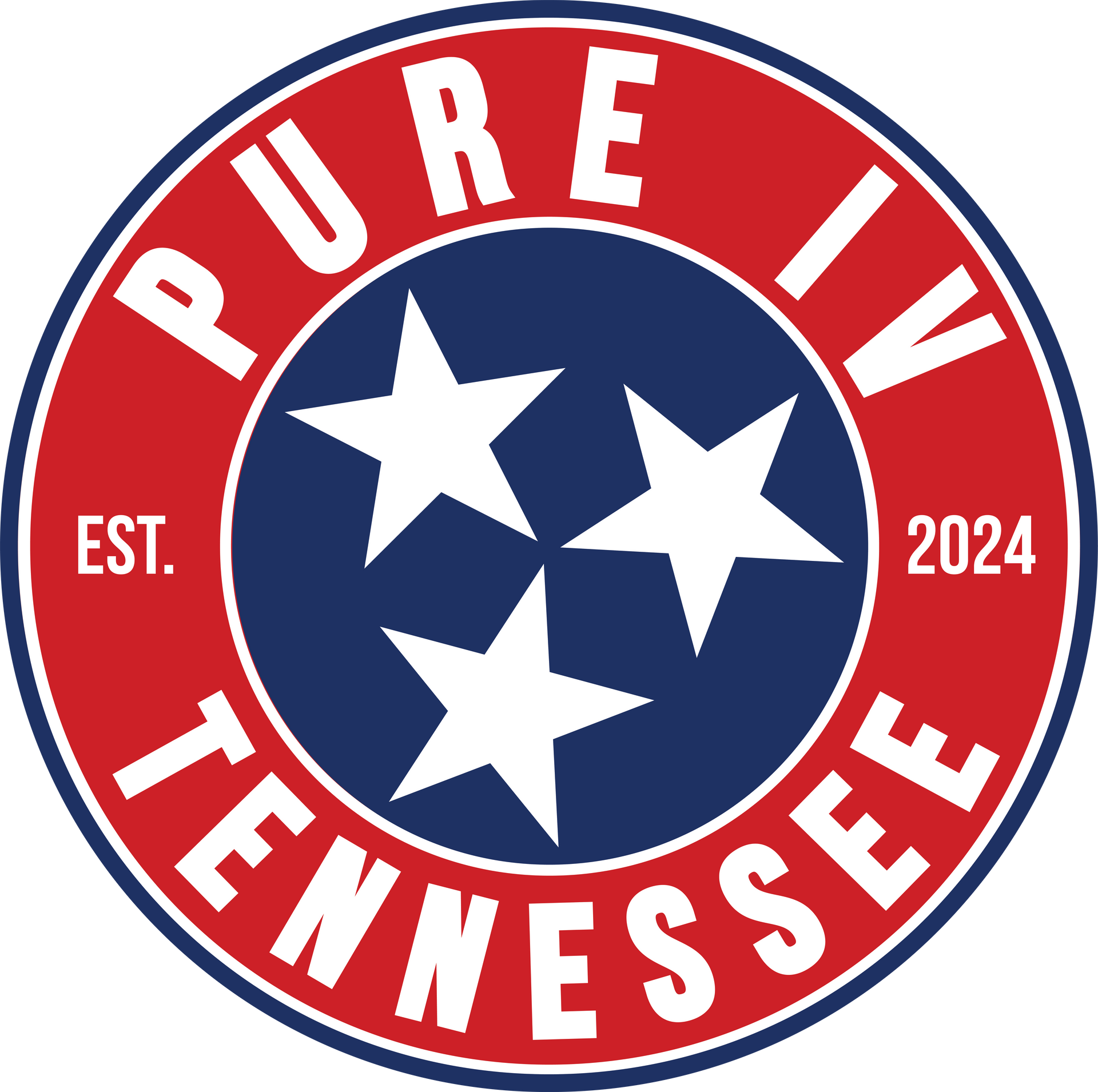The logo for pure iv tennessee has three stars in a circle.