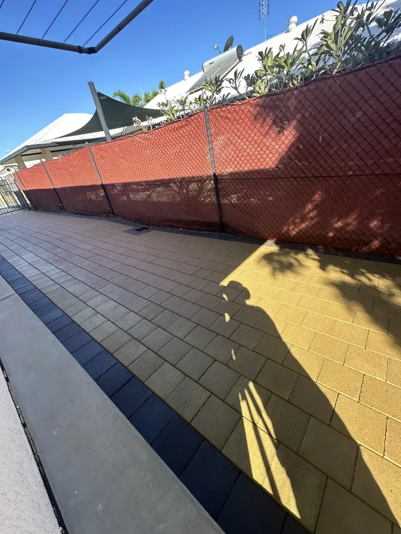 Paved Patio With Tan and Dark Gray Bricks — I Do It All in Coolum, QLD