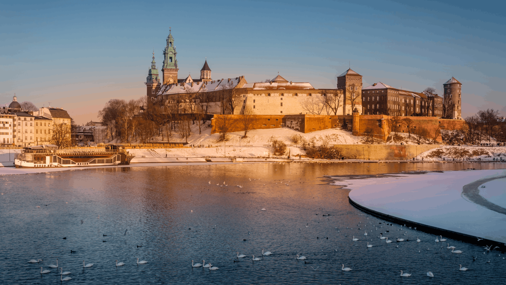 Wawel Castle - winter view from drone