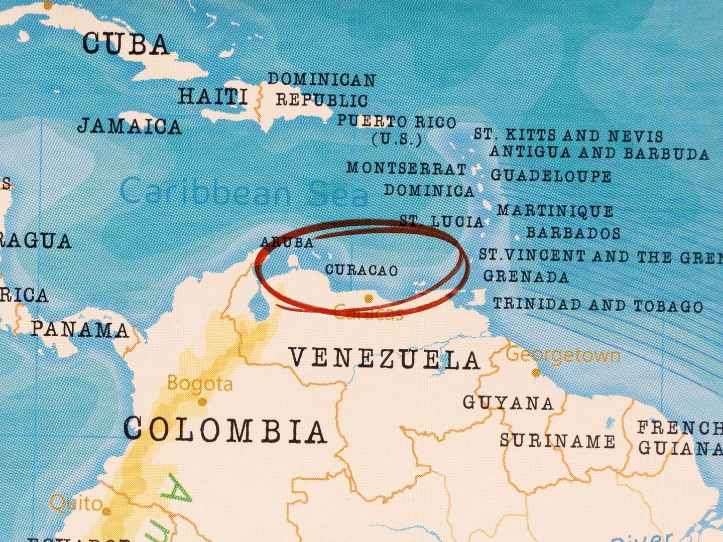 A map showing the location of venezuela in the caribbean