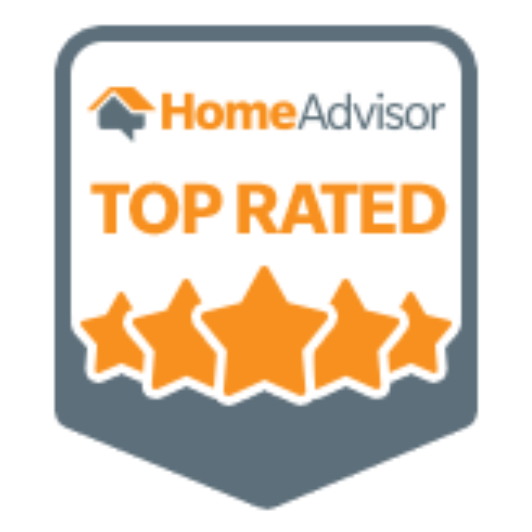 A badge that says home advisor top rated