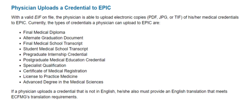 EPIC Portfolio Account for Physicians qualification verification