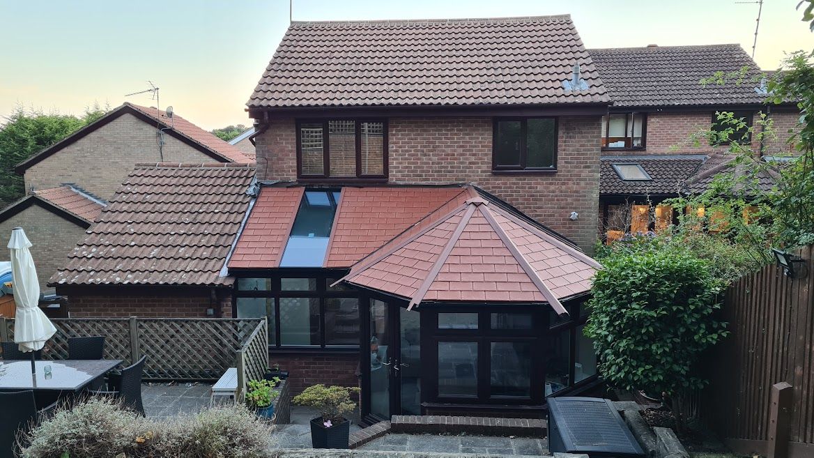 conservatory with warm roof top view exterior in sussex