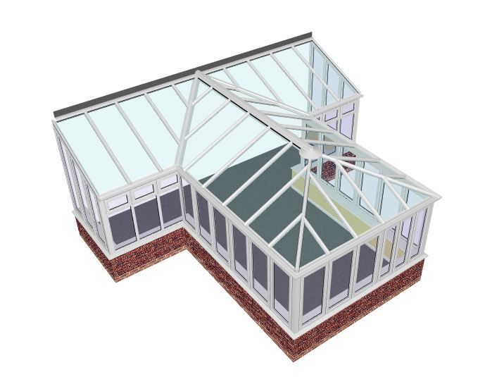 computer drawing of a t-shaped conservatory