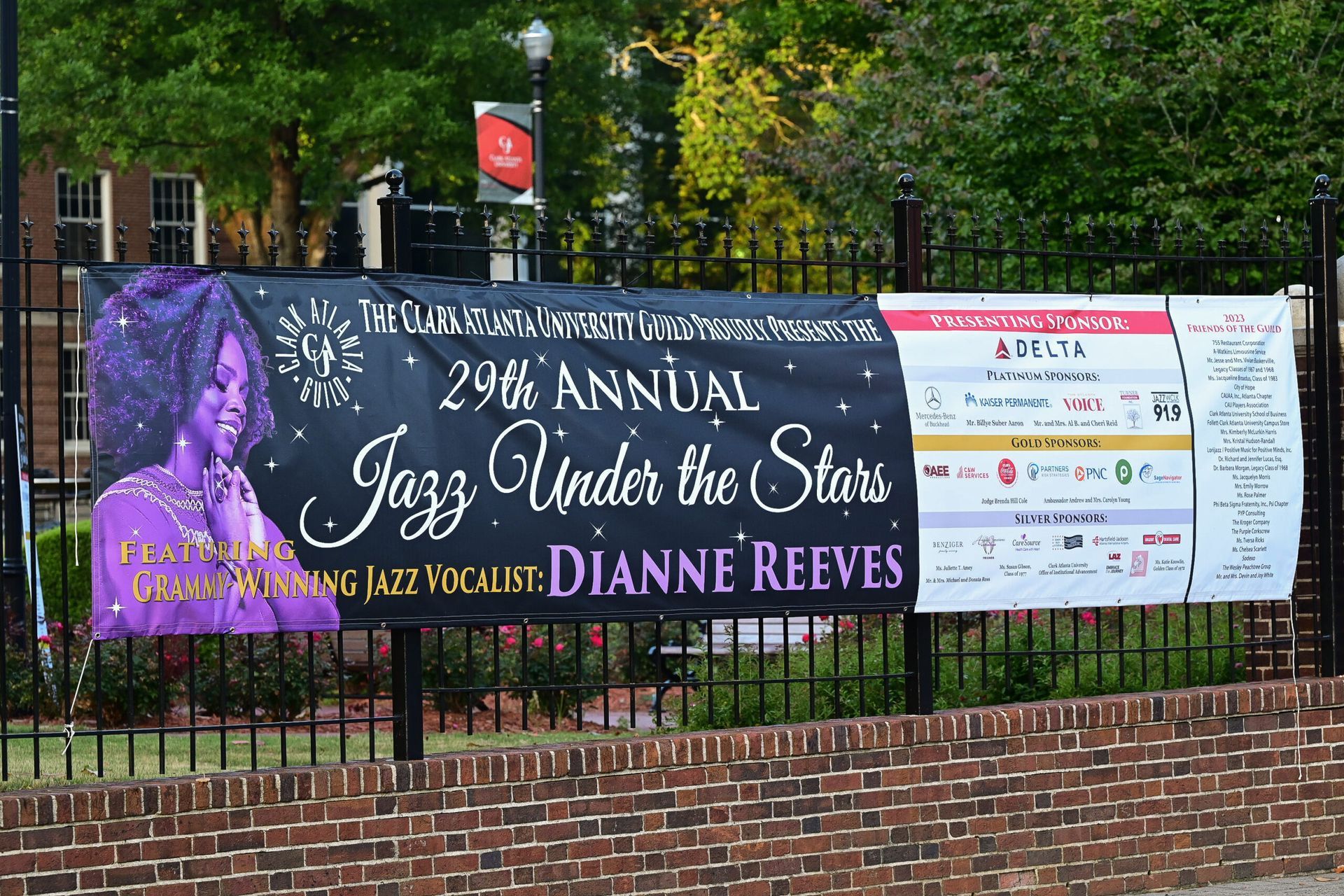 A banner for the 29th annual jazz under the stars