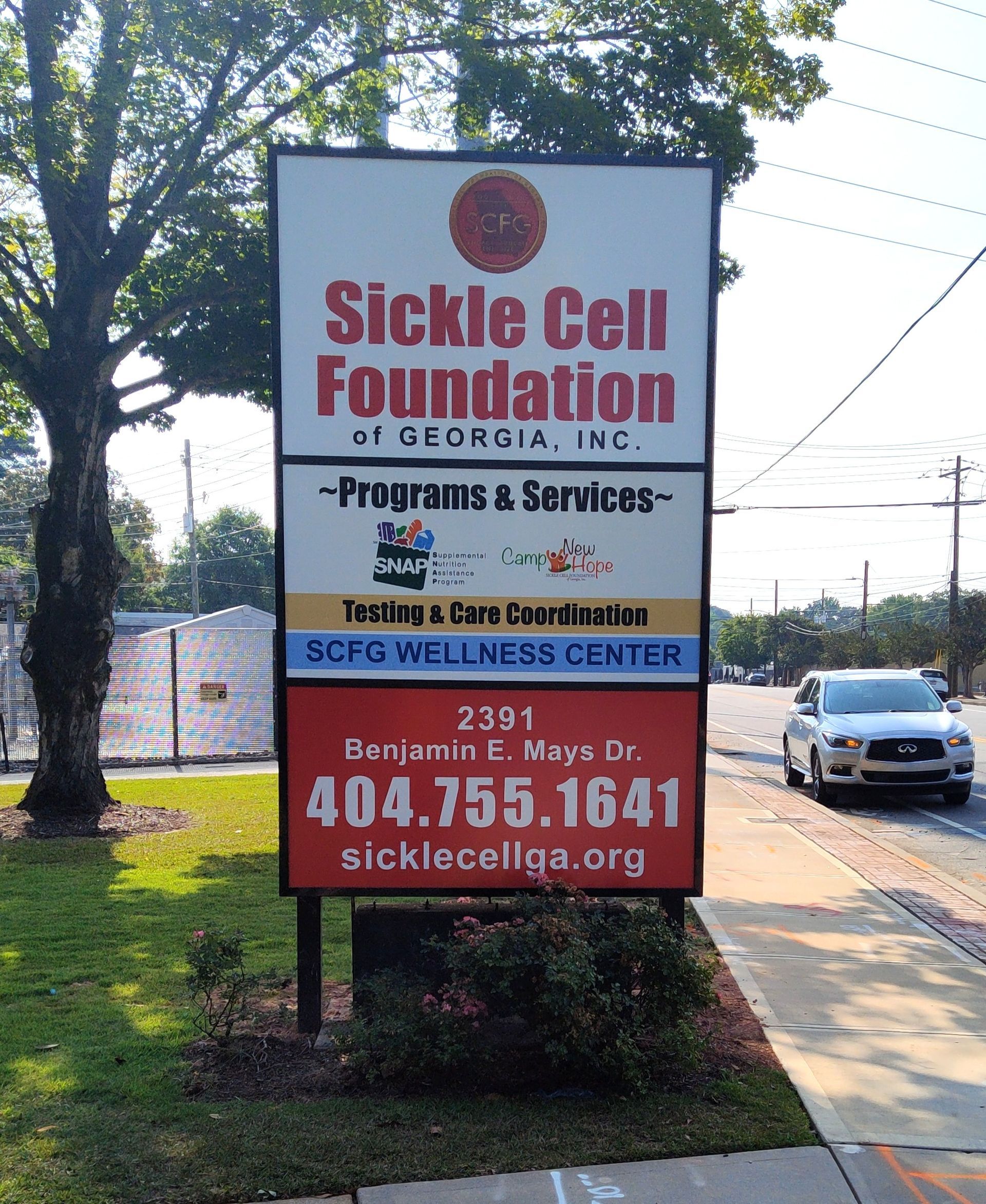A sign for the sickle cell foundation of georgia
