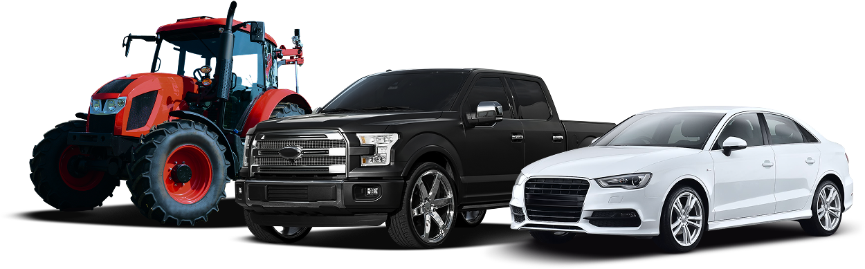 Black Truck White Car Red Tractor | Seehorn Tire