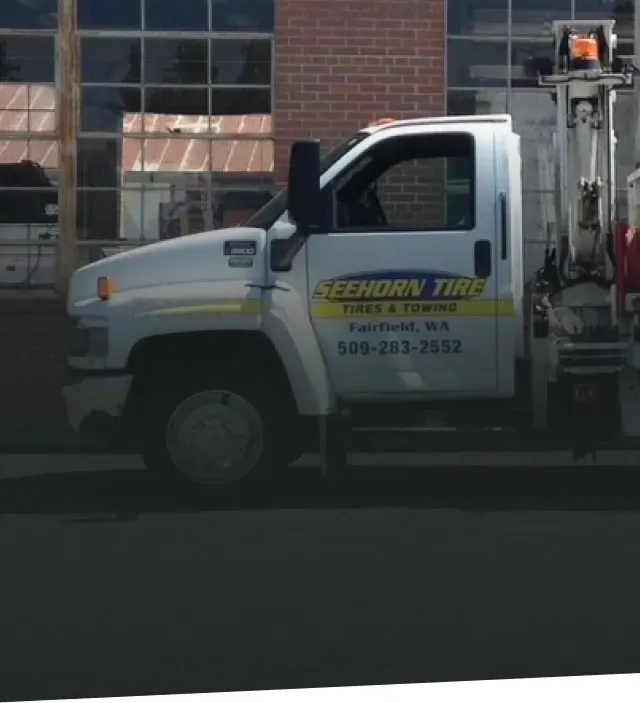Truck parked outside our shop | Seehorn Tire